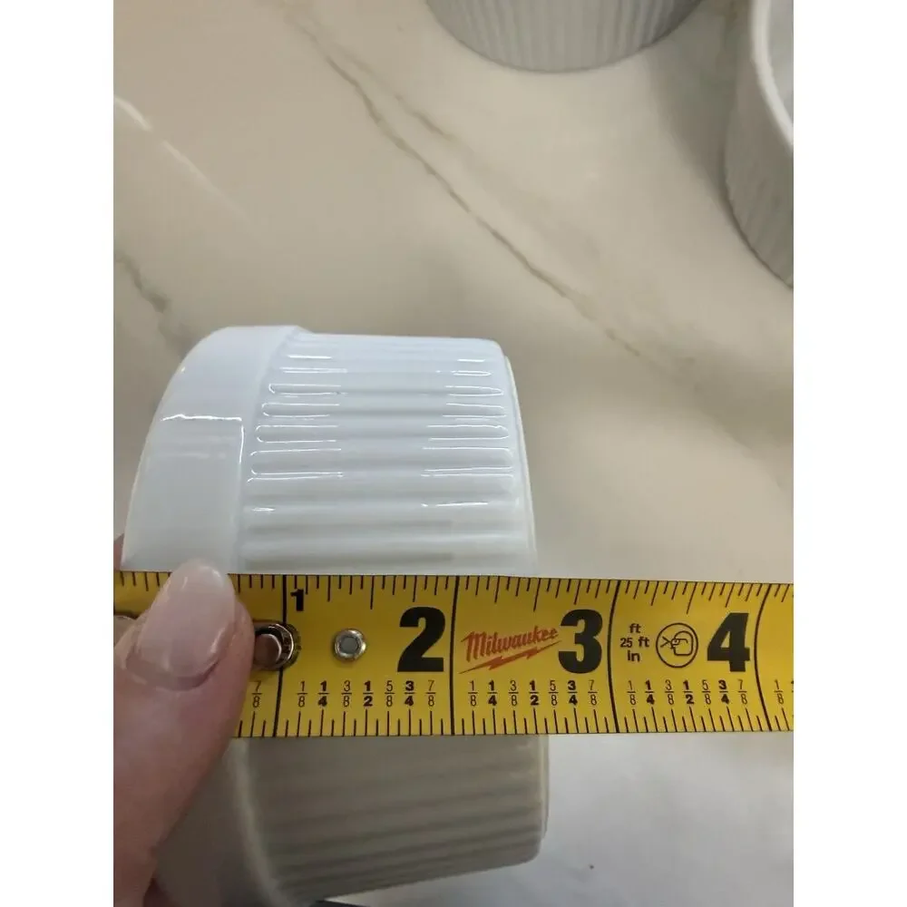 Pier 1 White Ceramic Ribbed 5 in. Ramekin Custard Souffle Dishes